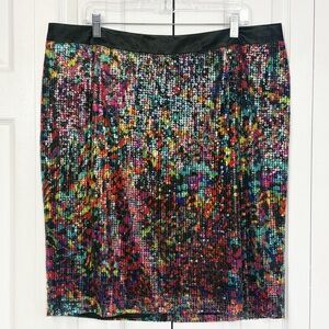 Lane Bryant Colorful Metallic Shiny Sequin All-Over Beaded Pencil Skirt 18